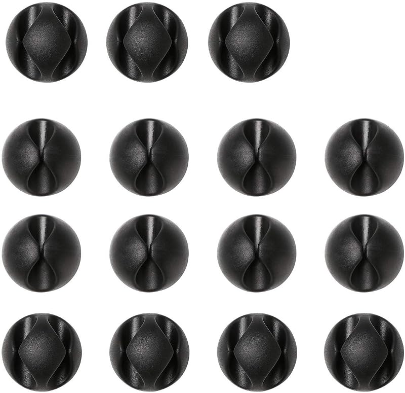URAQT Cable Clips Holders 15pcs Cable Management Desktop Cord Holder Black
