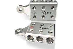 Vgate 6x1/0 AWG Gauge Post Battery Terminals, for Lithium or AGM Lead Acid Battery with Bolt Down Ends or Threaded Studs, M8 or 5/16”-18