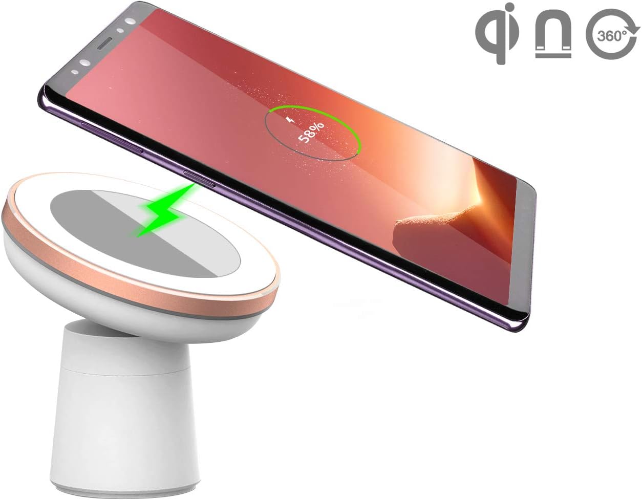 Qi Magnetic Wireless Car Fast Charger, WYNK Car Mount Phone Holder Charging for iPhone 11/11 Pro/11 Pro Max/XS/XS Max/XR/X/8/8 Plus,Samsung Galaxy S10e/S10/S10+/Note 10/9 and All QI-Enabled Devices