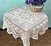 USTIDE Crochet Lace Tablecloth 33 inches Square Handmade Cotton Table Cloth Beige Table Cover Doily