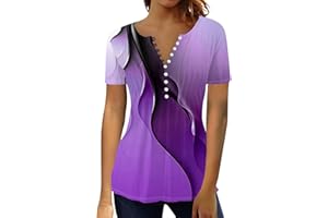 EOPUING Womens Button Up Tunic Tops with Leggings, Short Sleeve V Neck T Shirts Dressy Casual Business Blouses Graphic Tees