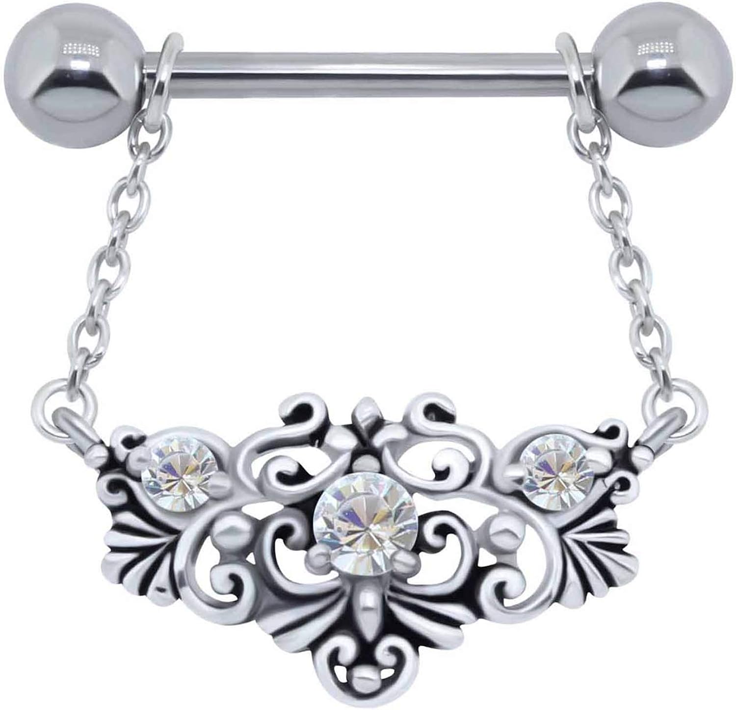 FIVED Chest Piercing Crystal Elegant Surgical Steel 316 L Amazon.co