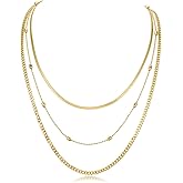 PHNIBIRD Layered Gold Necklaces for Women Trendy 18K Gold Plated Stainless Steel Waterproof Stackable Triple Chain Necklace Gold Jewelry for Daily Wear