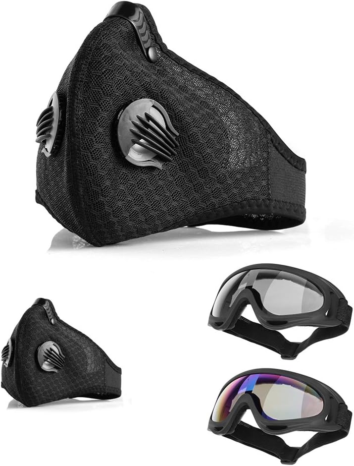 Dust Mask 4Pack -Include 2 Dustproof Mask 2 Pack Safety Glasses, 100% UV Eye Protection Tinted Glasses with PM2.5 Dust Mask Air Filter