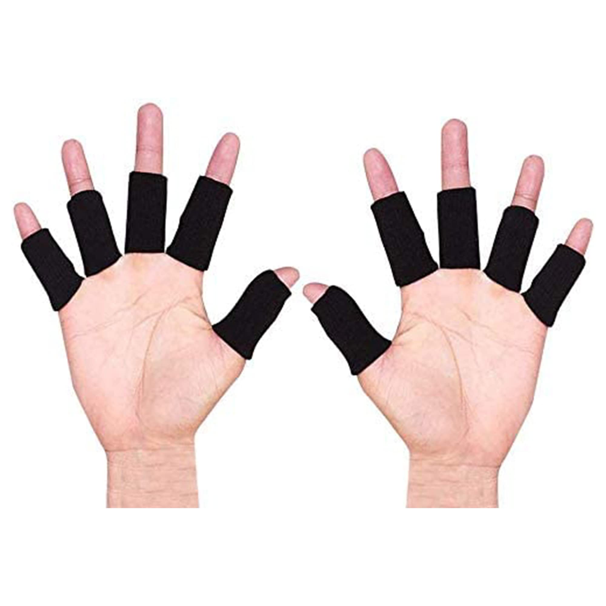 ONTYZZ Finger Support 10 Pcs Sport Finger Protectors Stretchable Finger Protective Finger Guard Support for Sports and Arthritis Finger Sleeve Support Protection Black