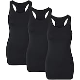 H HIAMIGOS Racerback Long Tank Tops for Women Stretchy Cotton Sleeveless Undershirts Gym Workout Sports Shirts 3 Packs
