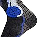 Pure Athlete High Performance Wool Ski Socks - Thermal Warm Merino Wool OTC Sock, Men Women (1 Pair - Black/Grey/Blue, Large)