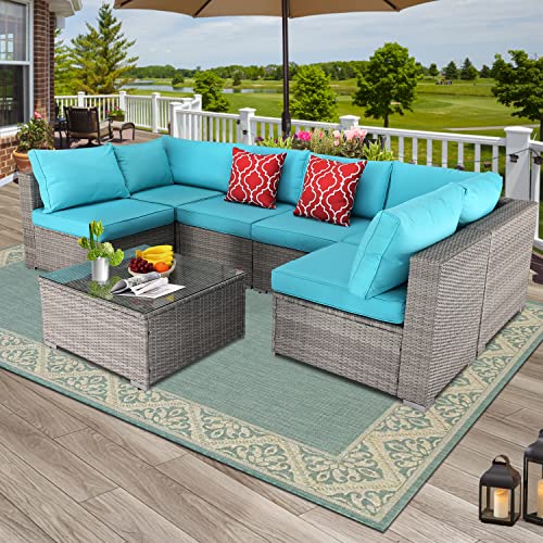 Furnimy Outdoor Indoor Sectional Sofa Set Patio Furniture Set Rattan