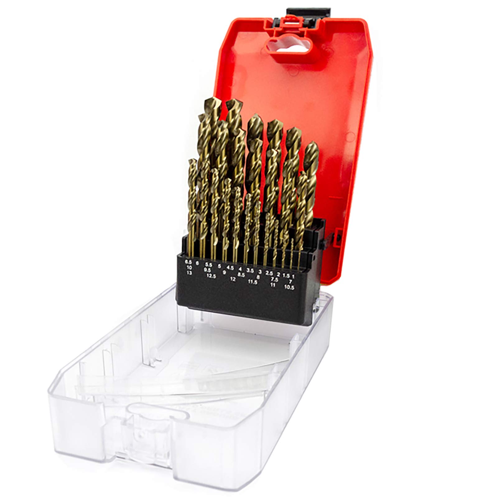 NORTOOLS Cobalt Drill Bit Set,19 PCS Drill Bit Sets Hss-G M35 Cobalt 5% DIN338 Metal Drill Set for Stainless Steel,Hard Metal, Cast Iron with Storage Box(1.0mm-10.0mm) x 0.5mm ﻿
