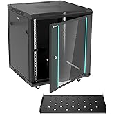 MT-VIKI 12U Server Cabinet Network Rack Vented Enclosure w/Moving Wheel, 0.8mm Thick Steel, 23.6‘’ Deep (600mm), for 19'' IT Equipment, Included 1pcs 12'' Depth Rack Shelf