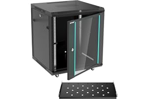 MT-VIKI 12U Server Cabinet Network Rack Vented Enclosure w/Moving Wheel, 0.8mm Thick Steel, 23.6‘’ Deep (600mm), for 19'' IT 