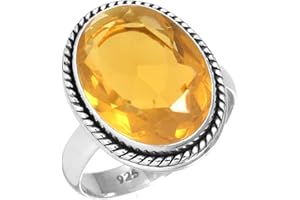 Boho Handmade Jewelry Chunky Natural Gemstone Tiger Eye, Crystal, Pearl, Garnet Oval Genuine 925 Sterling Silver Ring For Wom