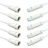 NEWNEWLIU 10Pairs White 22AWG 3 Pin Waterproof Connector | 11.8in/30cm Wire Waterproof Male Female Connector for Car, Truck, Boat,Indoor/Outdoor LED Strip Lights