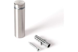 OUTWATER Stainless Steel Standoff 5/8 Inch Diameter x 2 Inch Barrel Length Brushed Finish for PVC, Glass and Acrylic Sign Stand Off Wall Anchors and Screws 20 Piece Store/Restaurant Pack