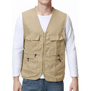 Men Women Fishing Vest Casual Outdoor Work Safari Travel Photo Vest Multi Pockets Photography Hiking Golf Cargo Coat