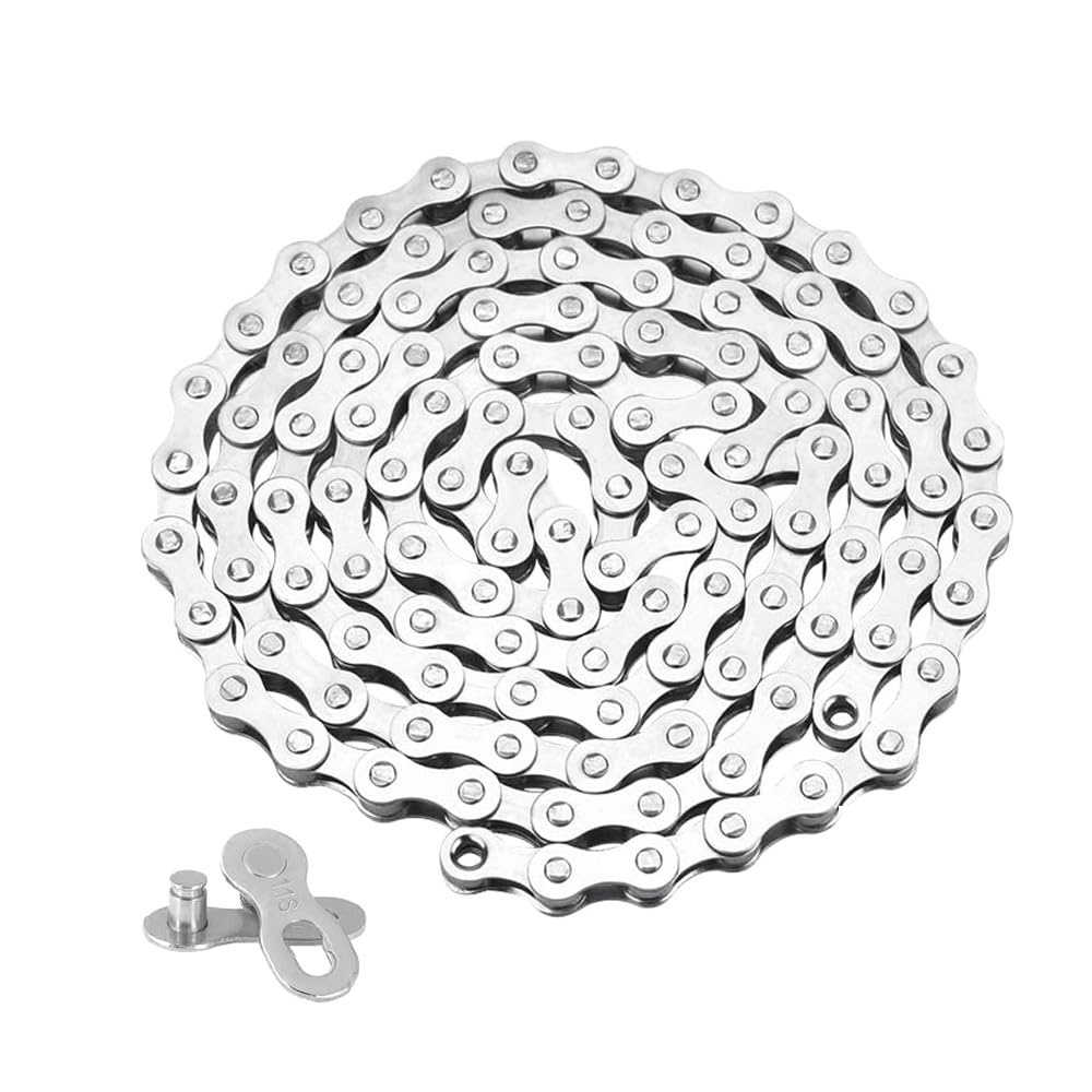 QitinDasen 11 Speed Bicycle Chain, 1/2 X 11/128 Inch 116 Links ​​Bike Chain, with 11 Speed Bicycle Chain Connector (Silver)