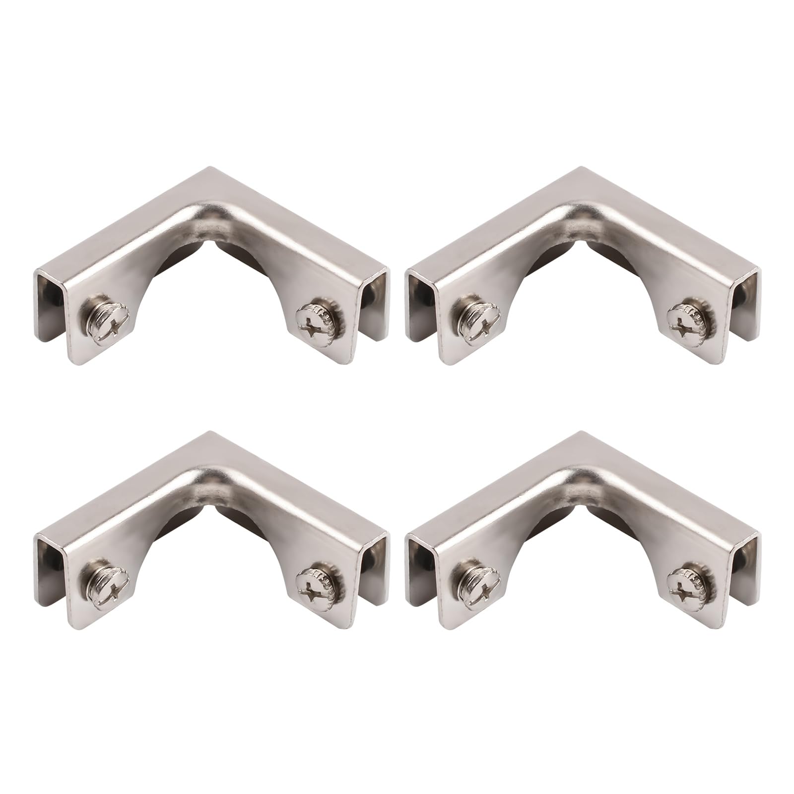 UFURMATE Glass Connector, 4Pcs Cold-Rolled Steel Glass Clamp 2 Way Glass Connectors Rimless Clip Holder for Fixing or DIY Fish Tank, Glass Wind Guard, Glass Display Cabinet, for 3-6mm Thickness