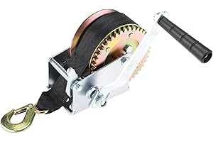 KUNTEC 600lbs Heavy Duty Hand Winch Towing Winch Gear Hand Winch Polyester Strap for ATV Boat Trailer