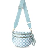 Jooniter Checkered Crossbody Bag Nylon Bum Bags for Women Spacious Handbags Checkered Purse Fanny Packs with Shoulder Strap
