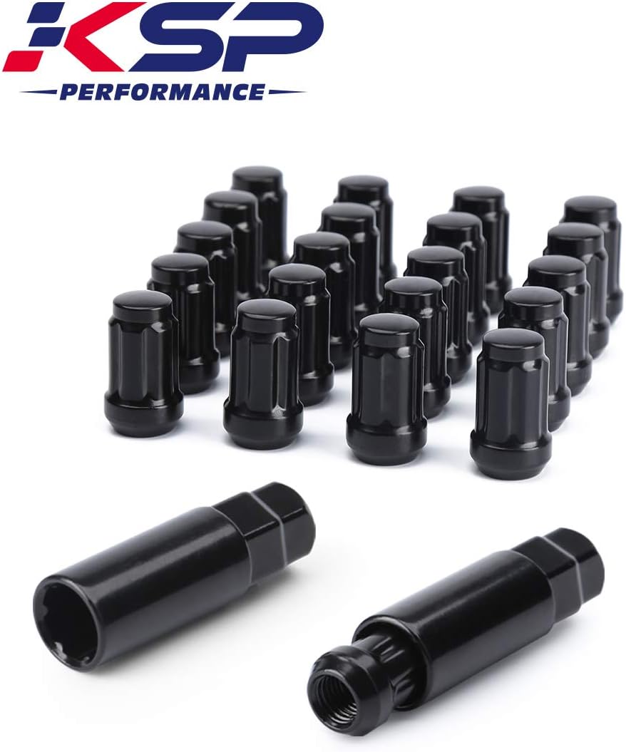 KSP M12X1.5 Acorn Lug Nuts, 20PCS Black 6 Spline Closed End Bulge Acorn