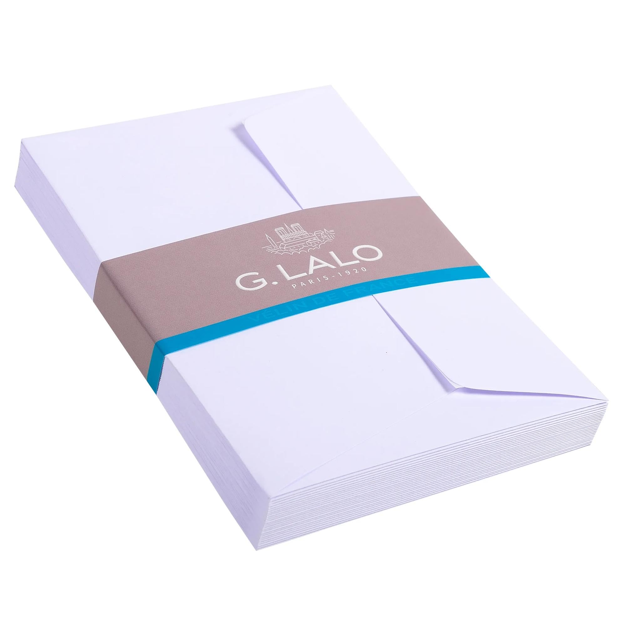 Lalo 52700L - Velin De France. Pack of 25 self-Adhesive Lined envelopes. Size:C6 11.4x16.2 cm 100g, French Vellum, White, Lined, Correspondence, Made in France