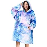 Wearable Blanket Hoodie for Adult,Oversized Sherpa Fleece Blanket Hoodie for Women Men,Galaxy