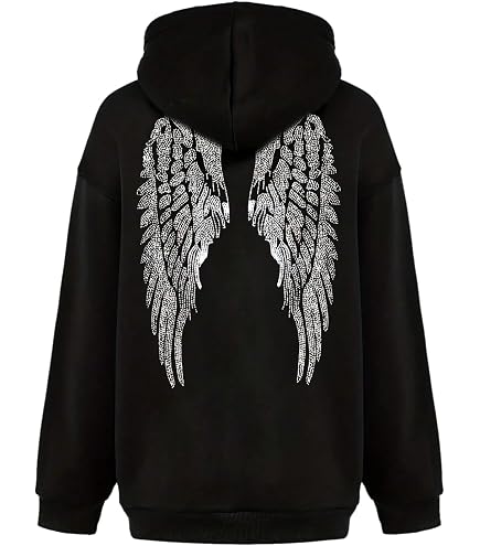 Amazon.com: Pink Anime Angel Wings Back Design Zip Hoodie