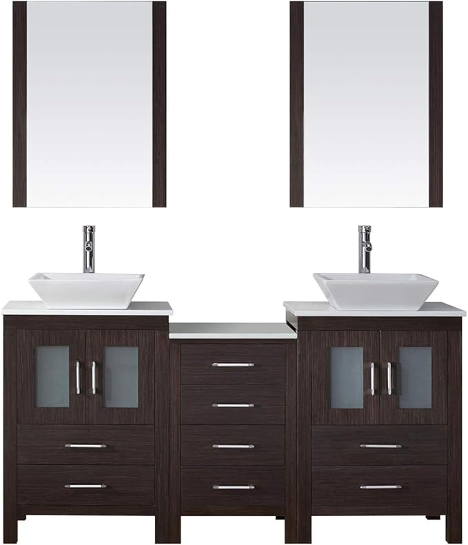 Virtu USA KD70066SES001 Dior 66" Double Bathroom Vanity White