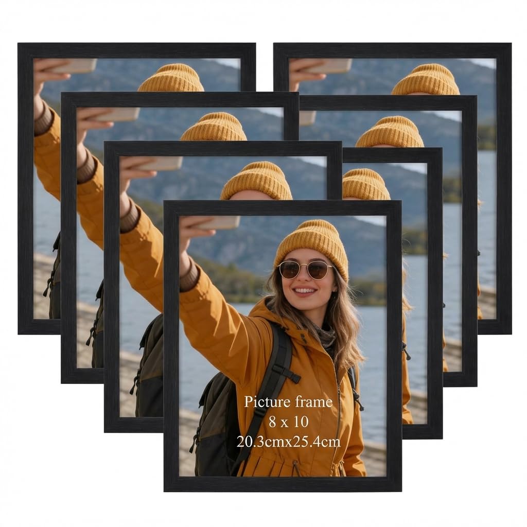 Giftgarden 10x8 Photo Frames Picture Frame Set for Wall or Tabletop, Black, Pack of 7