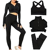 SINBRLAI Women's 3pcs Seamless Workout Outfits Sets, Yoga Sportswear Tracksuit Leggings and Stretch Sports Bra Fitness