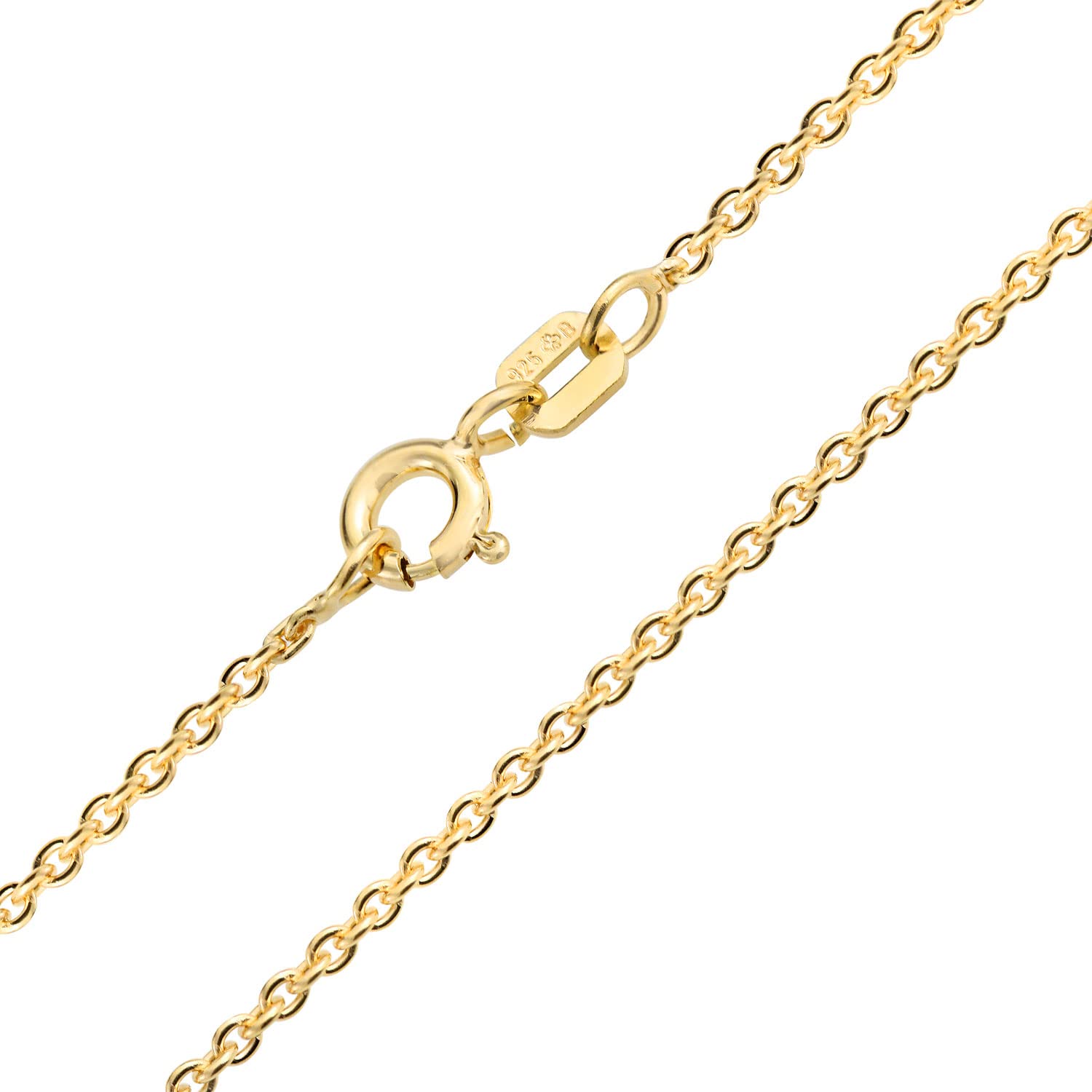 Bling Jewelry Simple Thin 2MM Yellow Gold Plated .925 Sterling Silver Rolo Cable Chain Necklace For Women 18 Inch — image 1