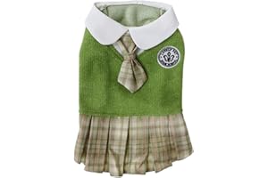 Tangpan Dog Dress JK Plaid Puppy Girl Skirt Doggy Dresses Puppy Party Costumes Doggie Shirts Clothes for Small Medium Dogs Outfits Cat Apparel Green 2XL