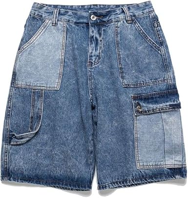 multi colored jean shorts