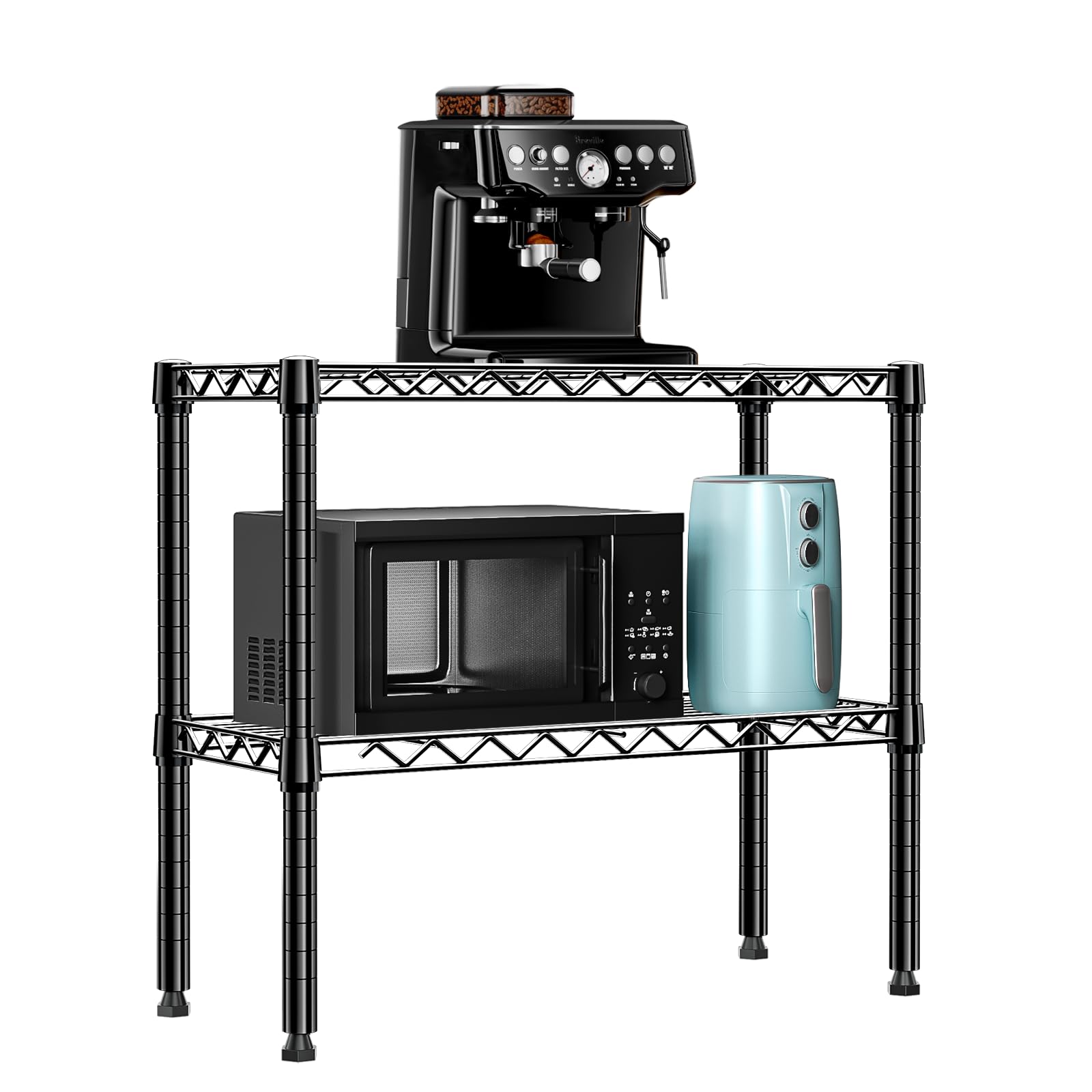 MZG 220 lbs 2 Tier Storage Rack Metal Wire Shelving Unit, Storage Standing Household Shelf Organizer for Laundry Bathroom Kitchen Pantry Closet Basement Utility Room, Black 11.8" D x 27.6" W x 23.4" H Image