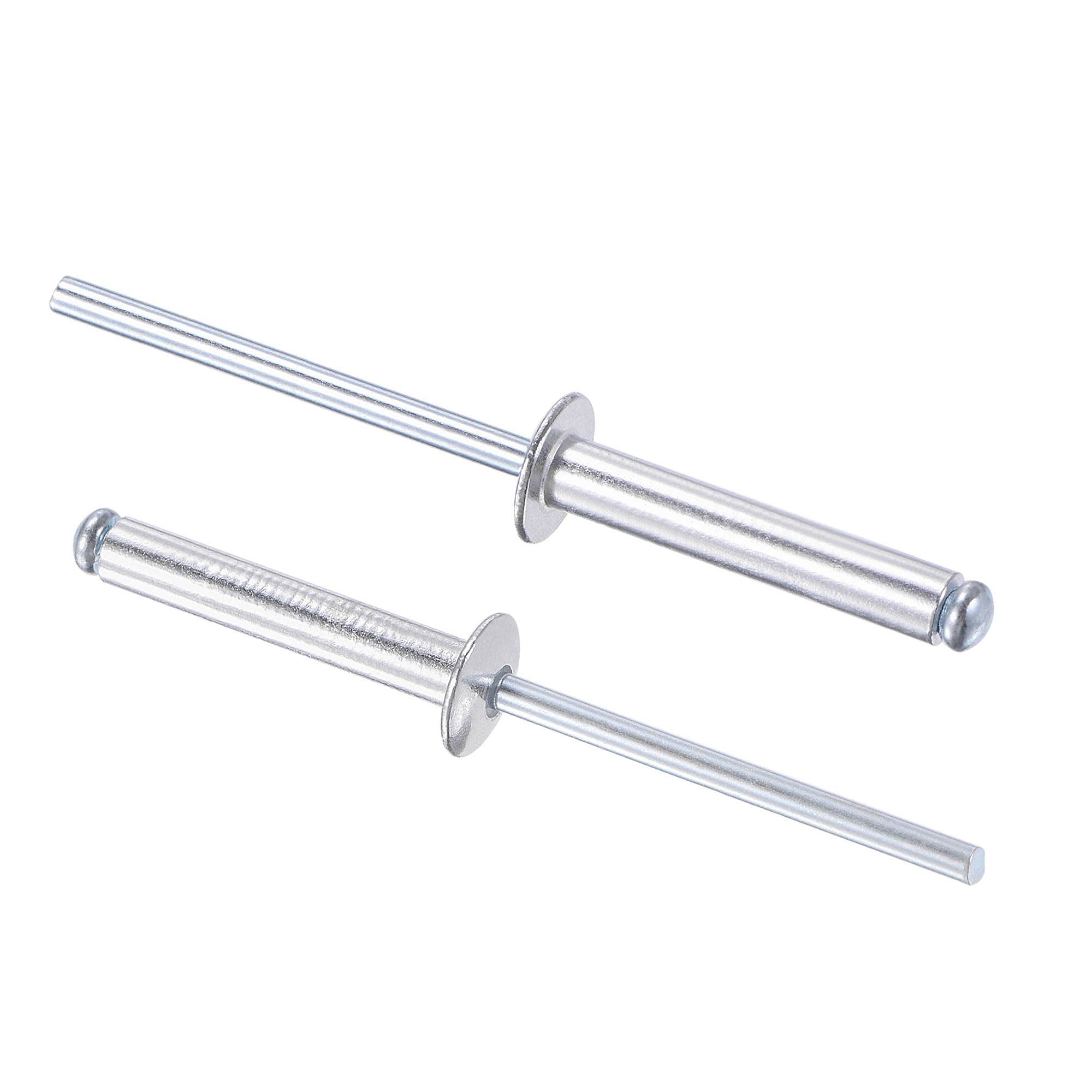 sourcing map Blind Rivets, Aluminum Pull Rivets Core Decoration Rivets 4mm Diameter 25mm Grip Length Silver Tone, 60pcs