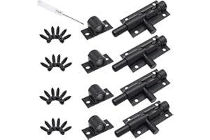 Joyangy 2 Inch Black Slide Barrel Bolt Latch, Aluminum Alloy Slide Door Latch Lock, Heavy Duty Gate Sliding Bolt Latch Lock for Home Yard Garden Door Security, with Screws, 4pcs