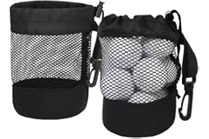 2Pcs Golf Balls Storage Bag,Nylon Mesh Drawstring Golf Pouch Organizer,Durable & Lightweight Shag Bag for Storing Golf Balls,