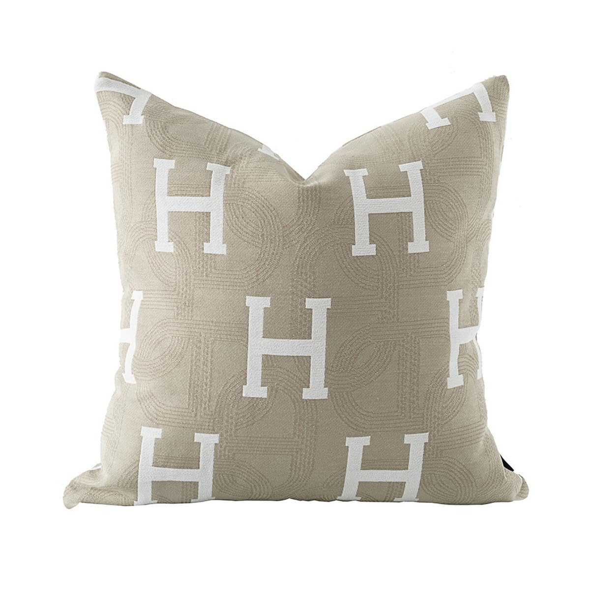 Photo 1 of Croker Horse 20x20'' Inches Throw Pillow Cushion Cover - Beige H Letter Embroidery Modern Fashion Style Couch Sofa Pillow Cover for Living Room Bedroom