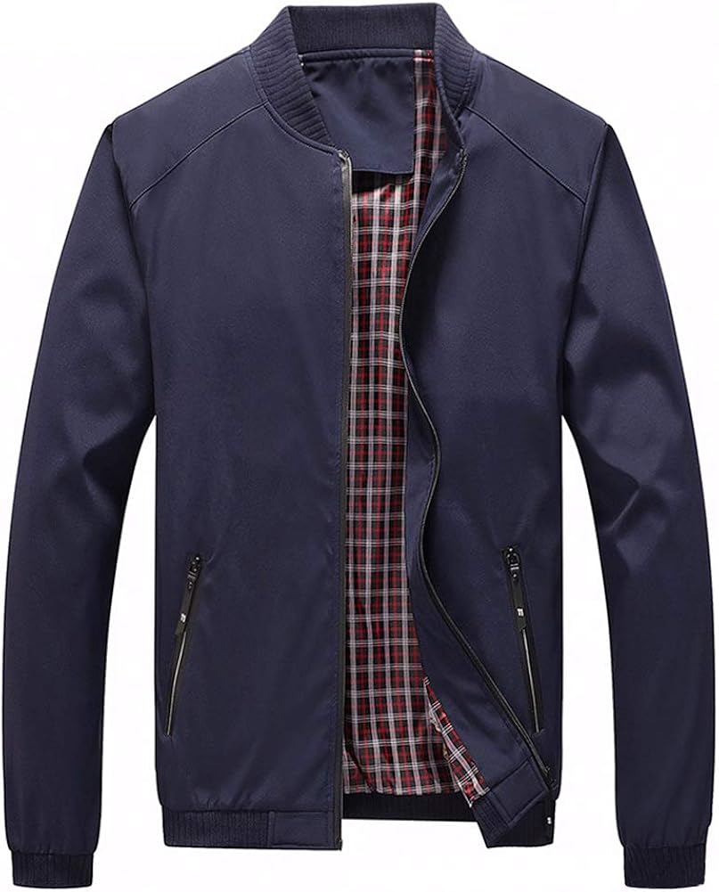 Men's Casual Lightweight Flight Jacket Softshell Zipper Windbreaker Bomber Jacket at  Men’s Clothing store
