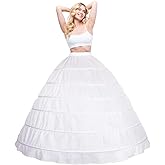 Women Crinoline Petticoat A-line 6 Hoop Skirt Slips Long Underskirt for Wedding Bridal Dress Ball Gown