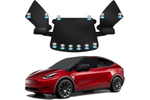 VANSZA Windshield Cover for All Weather, 600D Oxford Windscreen Cover with Hanging Pocket, All Weather Front and Side Window Cover with Side Mirror Protector Compatible with Model Y 2020-2023