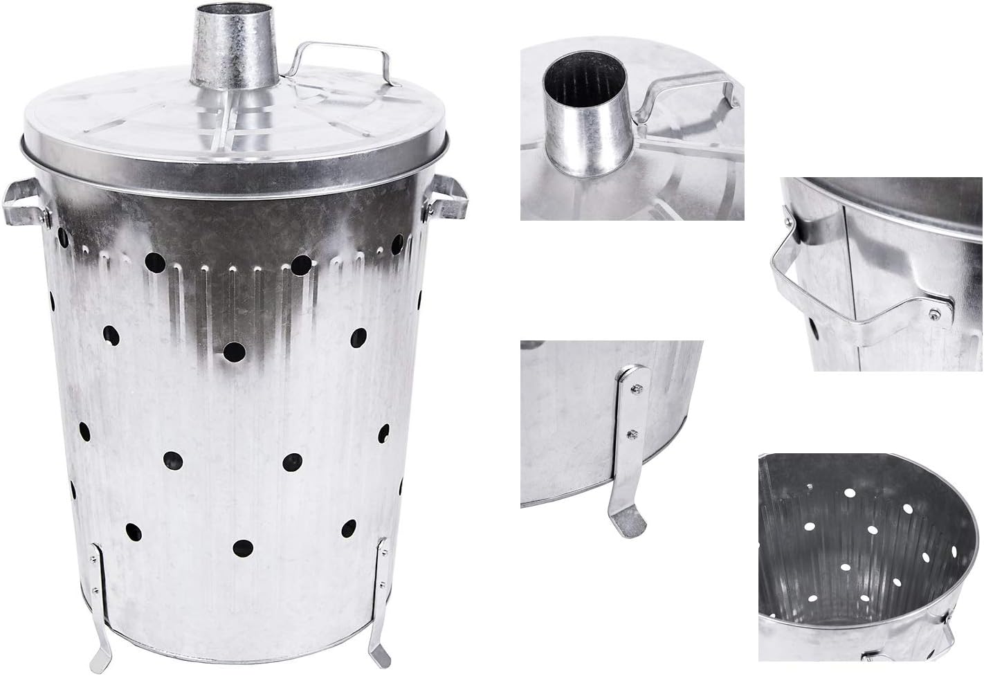 XL Feuertonne 75 Liter verzinkt Feuerschale Feuerfass aus Metall Gartenabfall Verbrennungstonne Gartentonne Gartenofen