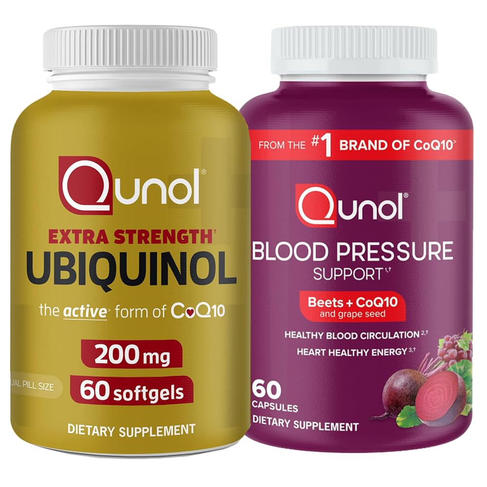 Qunol CoQ10 & Circulation: Ubiquinol CoQ10 200mg, 60 Softgels & Blood Pressure Support, 60 Tablets Image