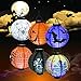 Gaekce Halloween Decorations Paper Lanterns with LED Light for Holiday Home Party, 6 Pcs, Bats,Spiders, Skeleton, Jack-O, Castle, with Halloween Goodie Bag