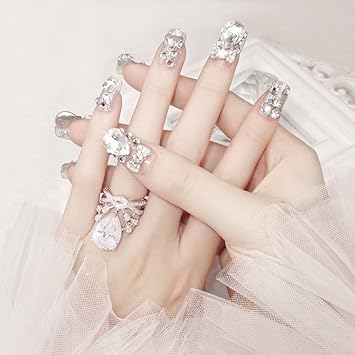 Nail Jewels Amazon amazon com art nail jewels gems teardrop 3d deluxe rhinestones wedding ceremony bride false nail tips 24 pieces set beauty