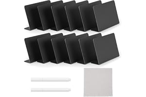 JEFURE 12 Pcs 4"x3" Mini Chalkboard Signs for Food, Reusable PVC Food Labels, Reserved Table Signs for Party Buffet, Birthdays, Bakery, Weddings Table Numbers, Buffet Display, Place Cards, Name Tag