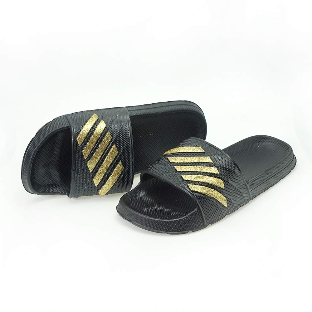 ZooYi Bathroom Shower Sandals Pool Slides Open Toe House Slippers Casual Lightweight Non-Slip Bath Shoes for Mens Womens Gold