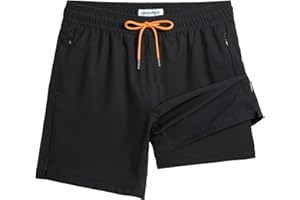 maamgic 2 in 1 Mens Swim Trunks 7 Inch Swim Shorts Swim Suits Board Shorts