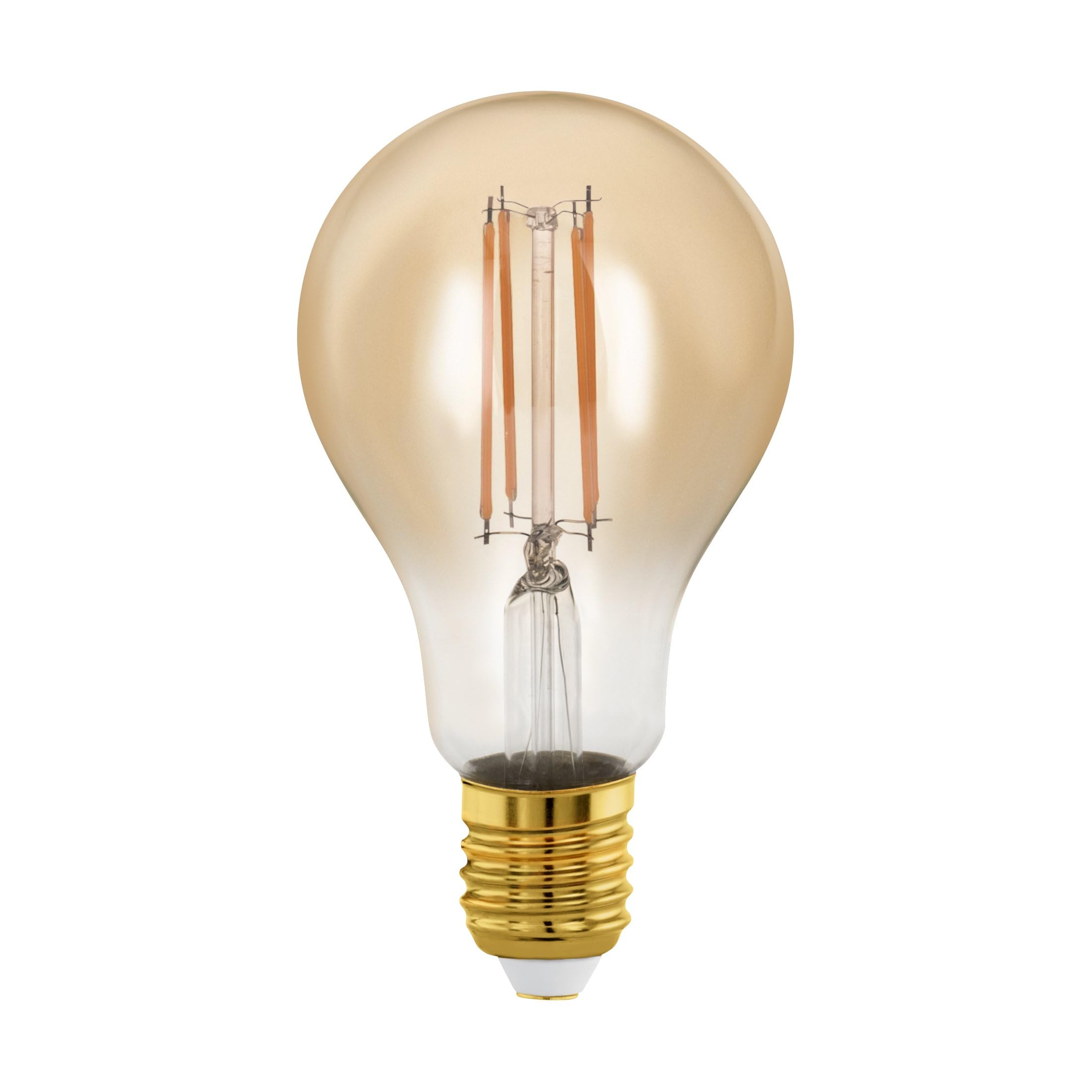 Eglo Dimmable E27 LED filament light bulb, golden vintage Edison lamp for retro lighting, 4 watt (equivalent to 28 watt), 300 lumen, warm white glow, 1700 Kelvin, A75, Ø 3"