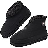 KuaiLu Mens House Slippers Booties Cozy Memory Foam Boots Warm Plush Lining Winter Felt Home Bedroom Slipper Socks Indoor Outdoor Non-Slip Shoes